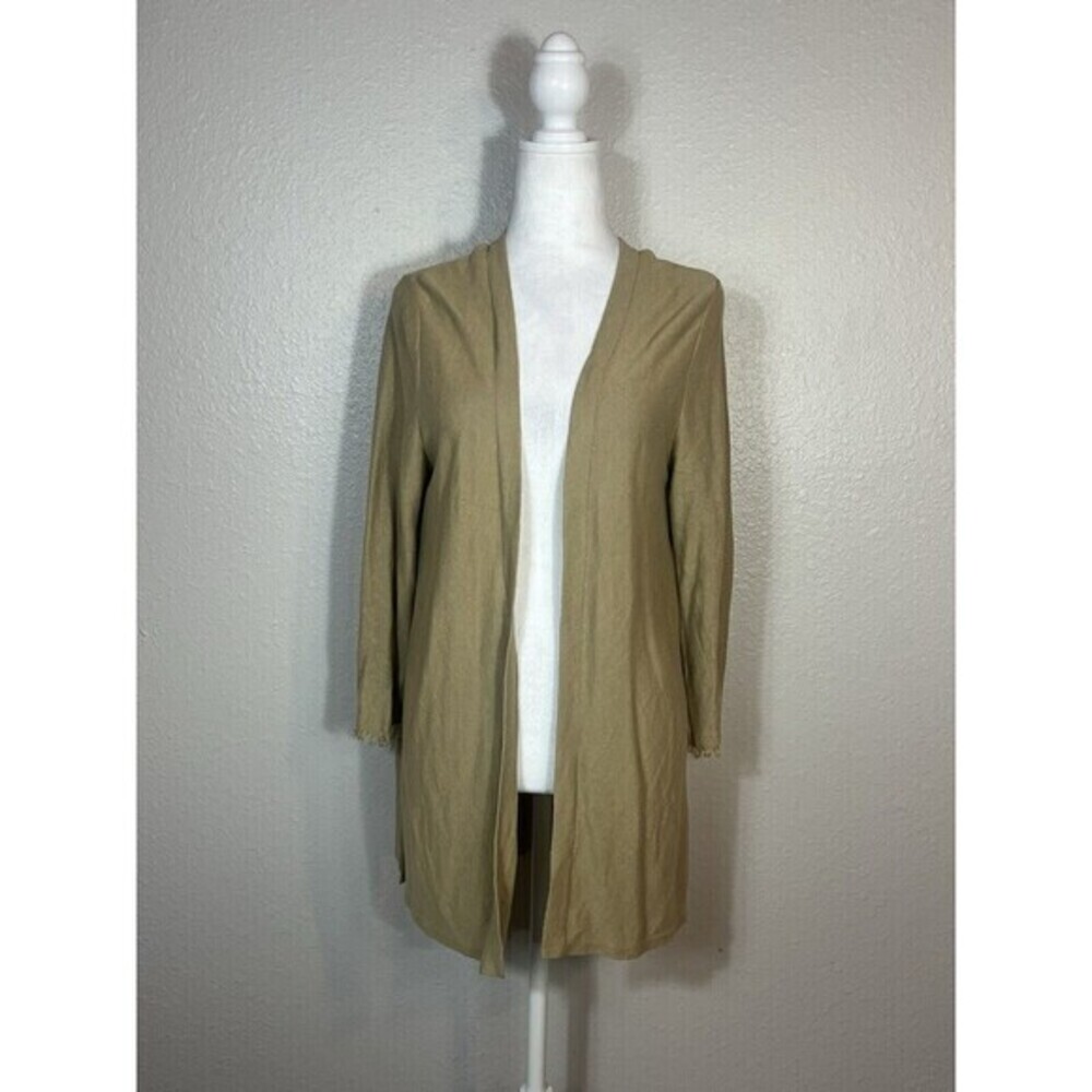 J Jill Size Sm Wearever Collection Jersey Knit Cardigan Camel Tan Open Front A7